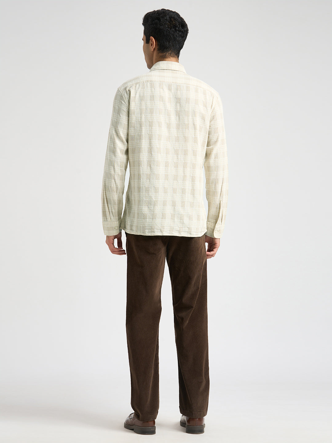 Cotton Check Shirt - Beige