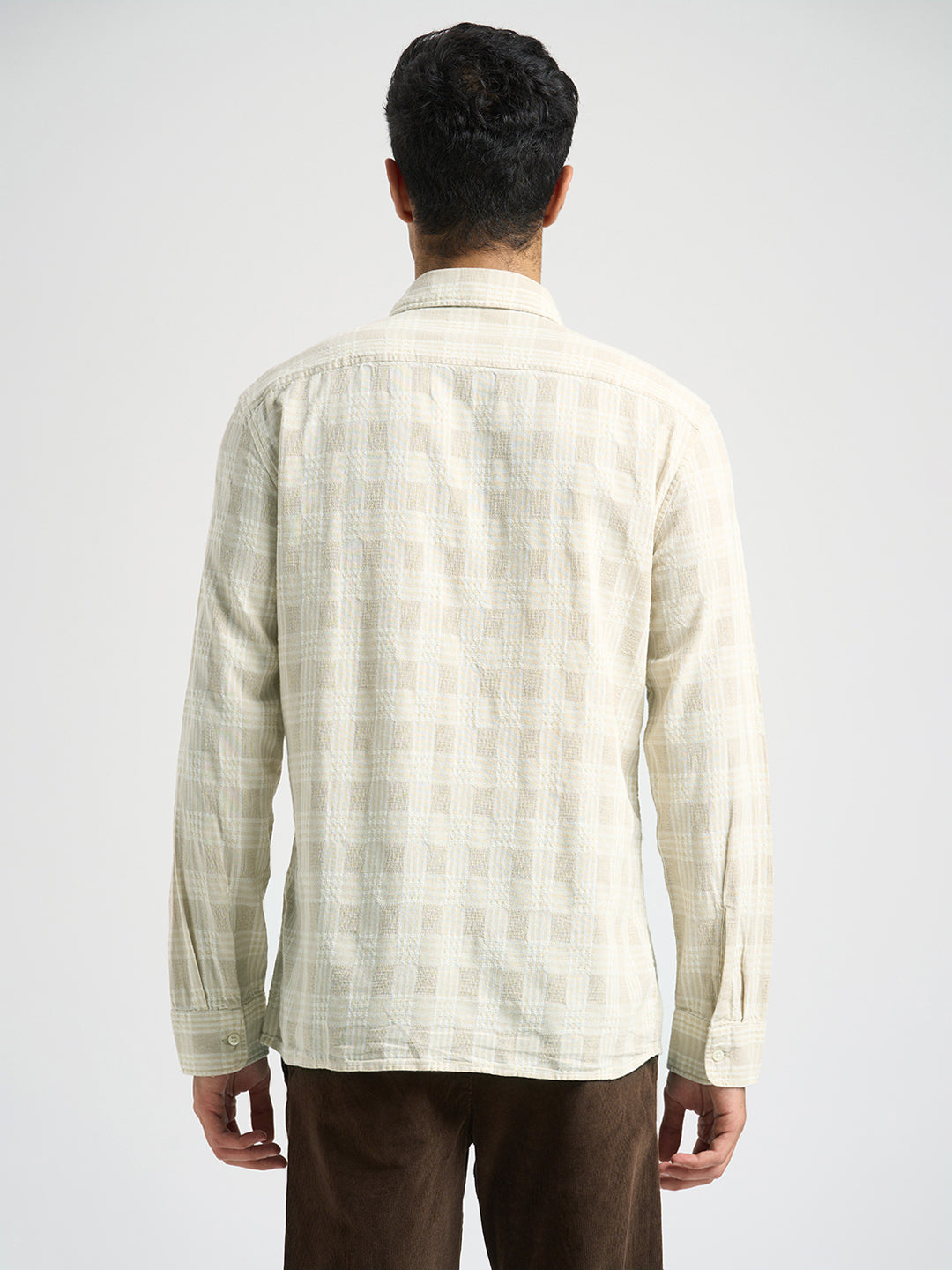 Cotton Check Shirt - Beige