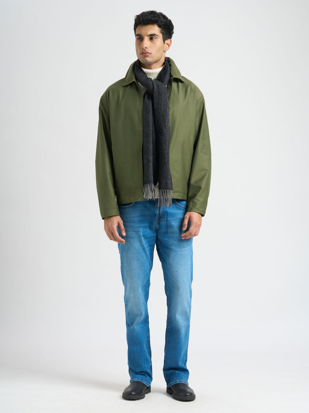 Spread Collar Organic Cotton Jacket - Green