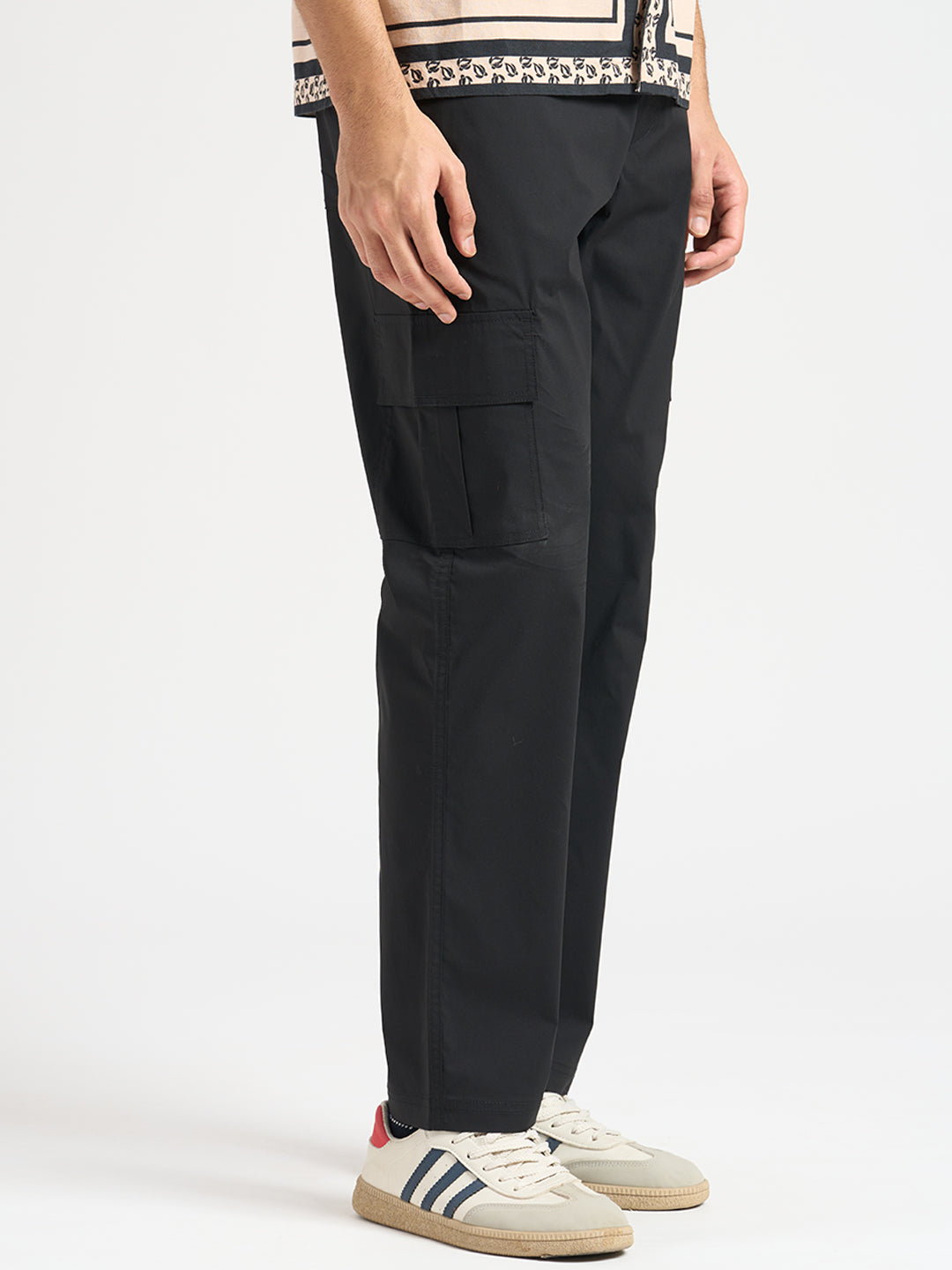 Cotton Regular Fit Cargos - Black