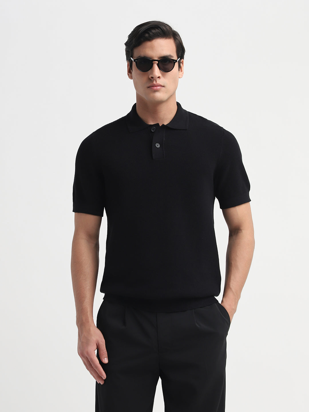 Black Colibri Knitted Structured Polo