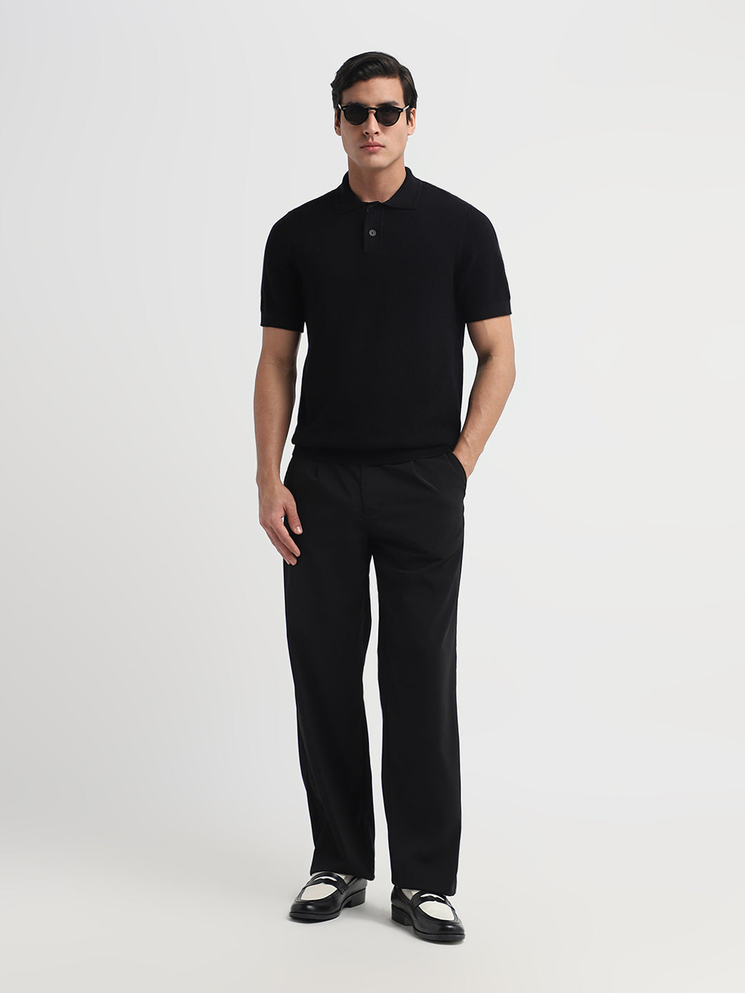 Black Colibri Knitted Structured Polo