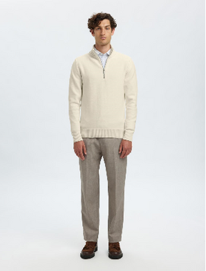 Half-Zip Organic Cotton Pullover - Off-White