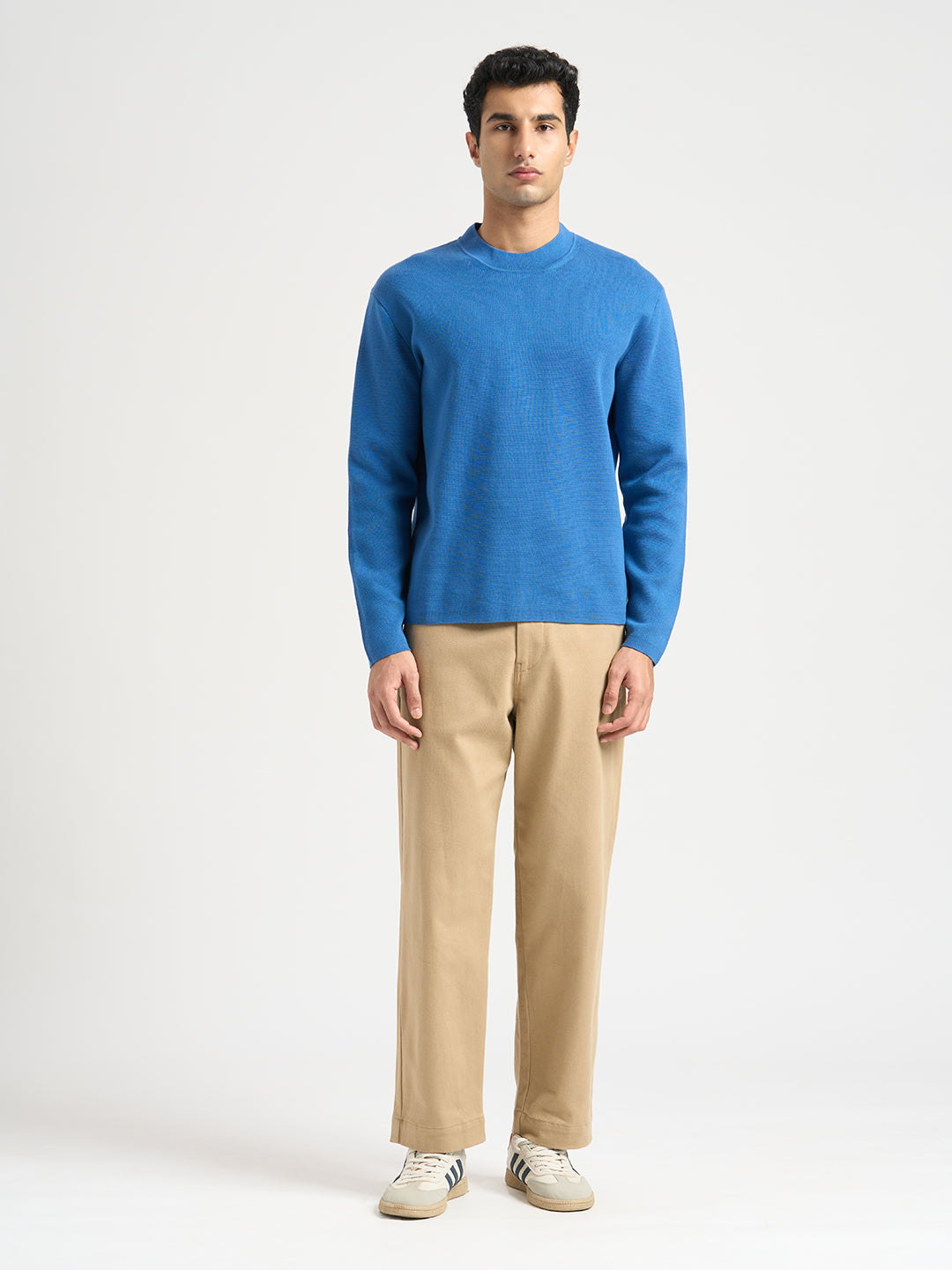 Mock Neck Light Knit - Blue