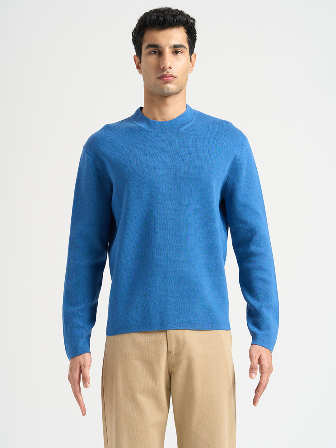 Mock Neck Light Knit - Blue