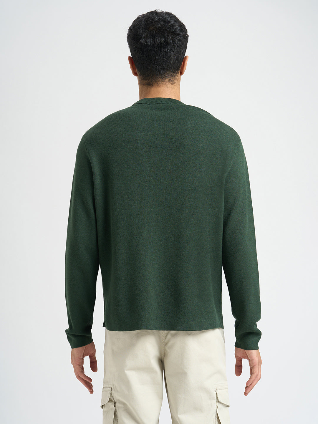 Solid Knitted Pullover - Green