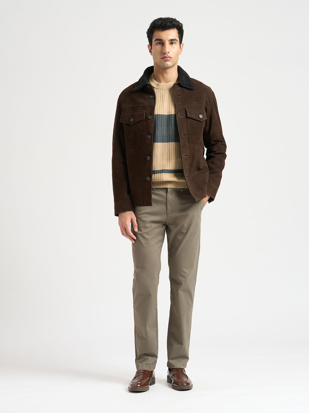 Organic Cotton Colourblocked Pullover - Beige