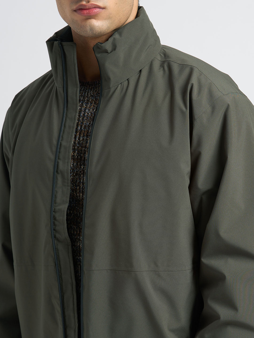 High Neck Urban Tech Jacket - Green