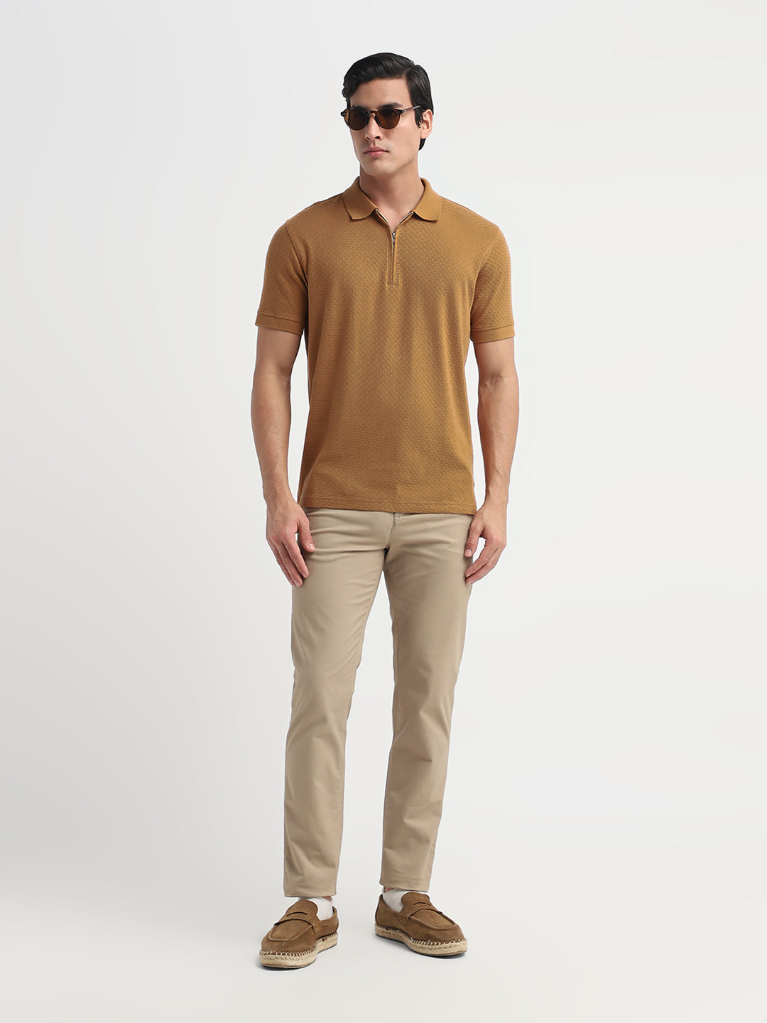 Organic Cotton Zip Polo - Brown