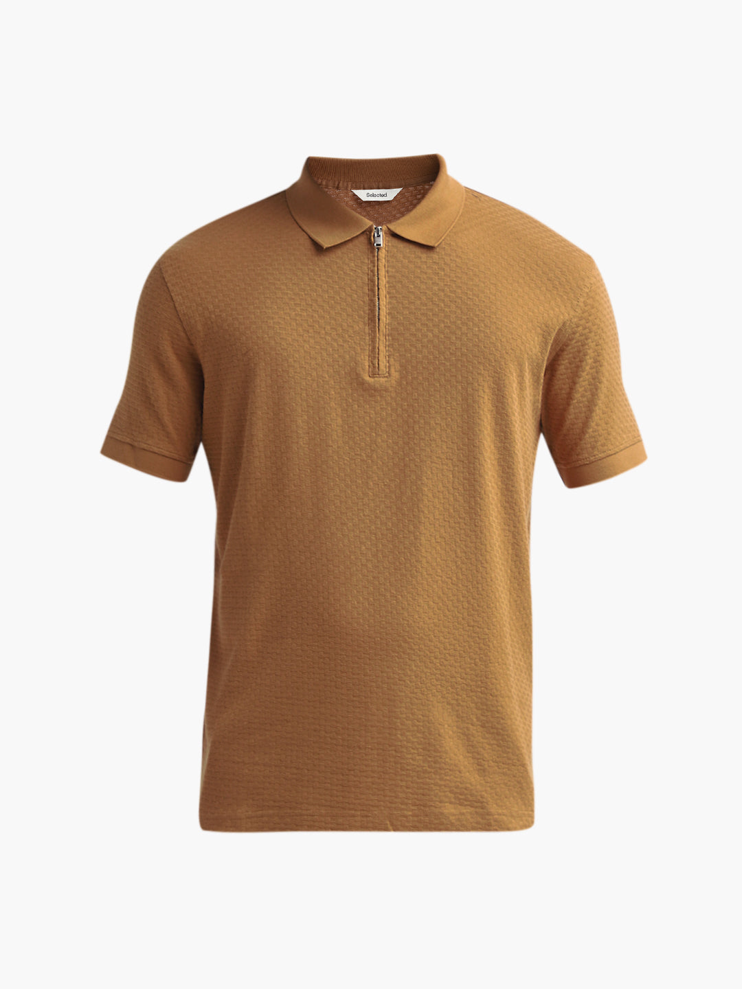 Organic Cotton Zip Polo - Brown