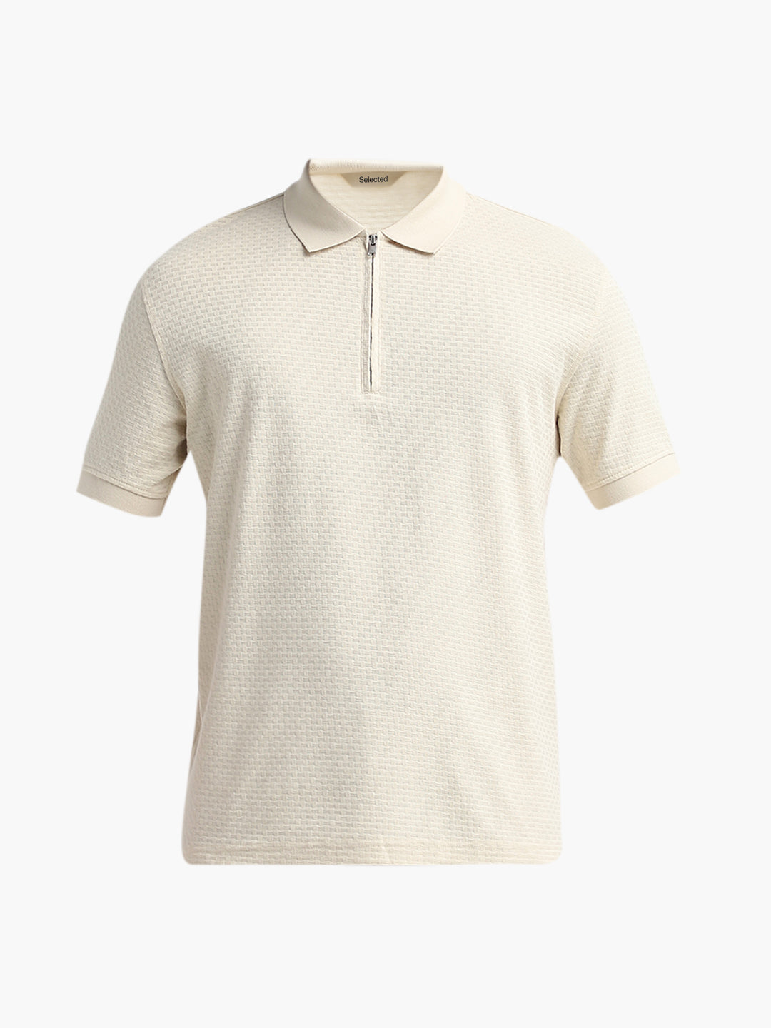 Organic Cotton Zip Polo - Light Beige