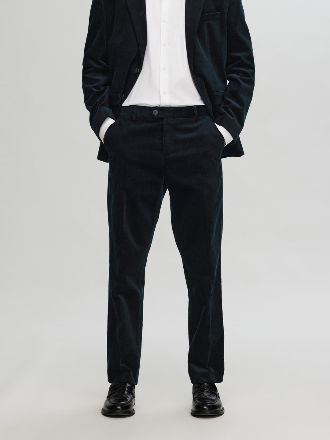 Regular Fit Corduroy Tailored Trousers - Deep Blue