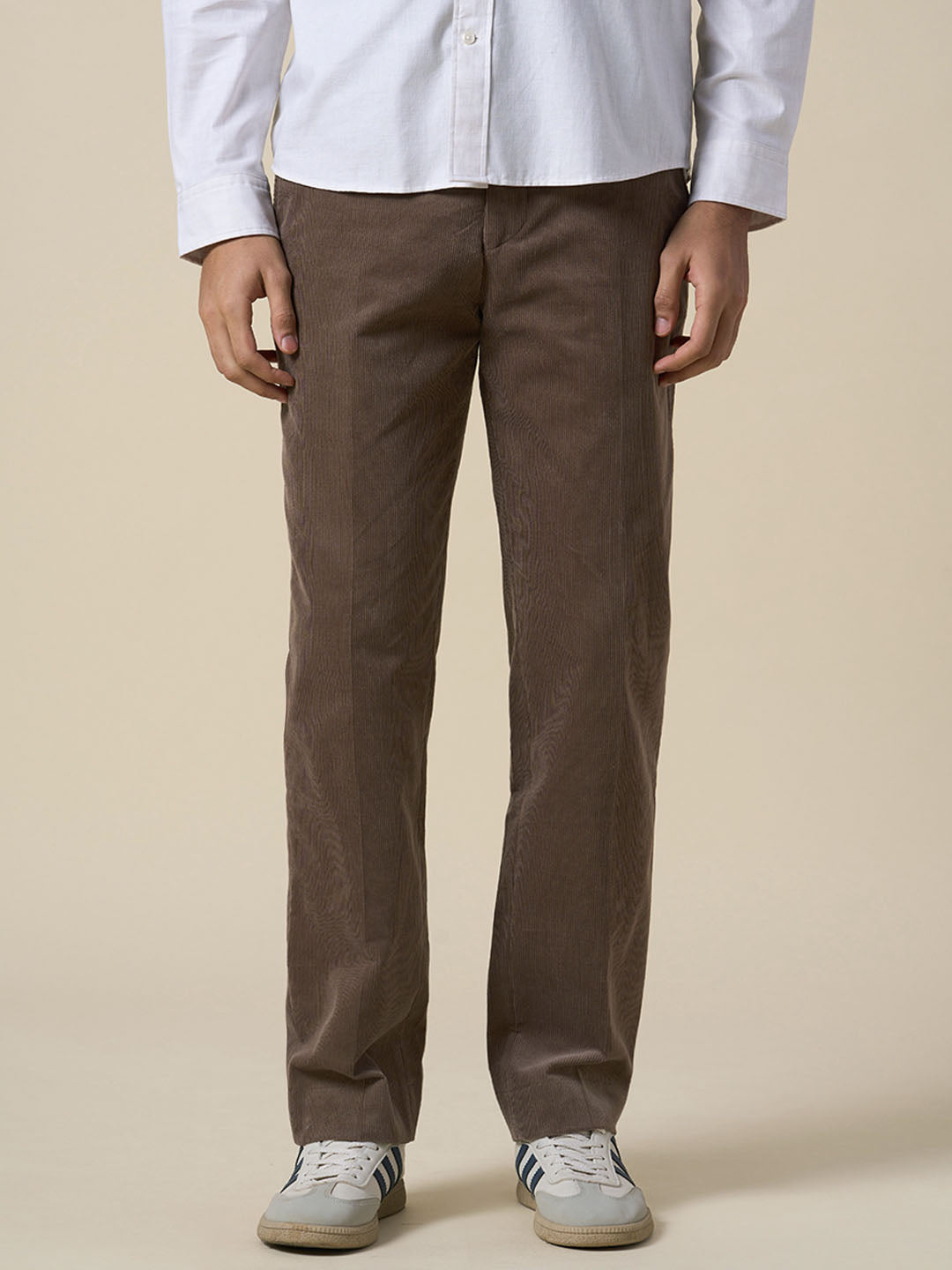 Regular Fit Corduroy Tailored Trousers - Brown
