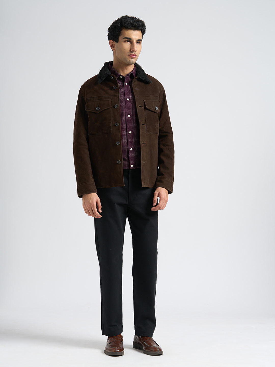 Corduroy Check Shirt - Maroon