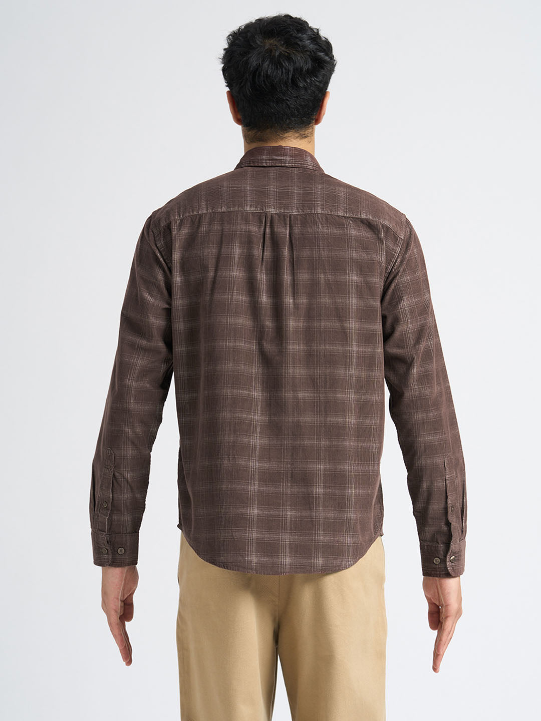 Corduroy Check Shirt - Brown