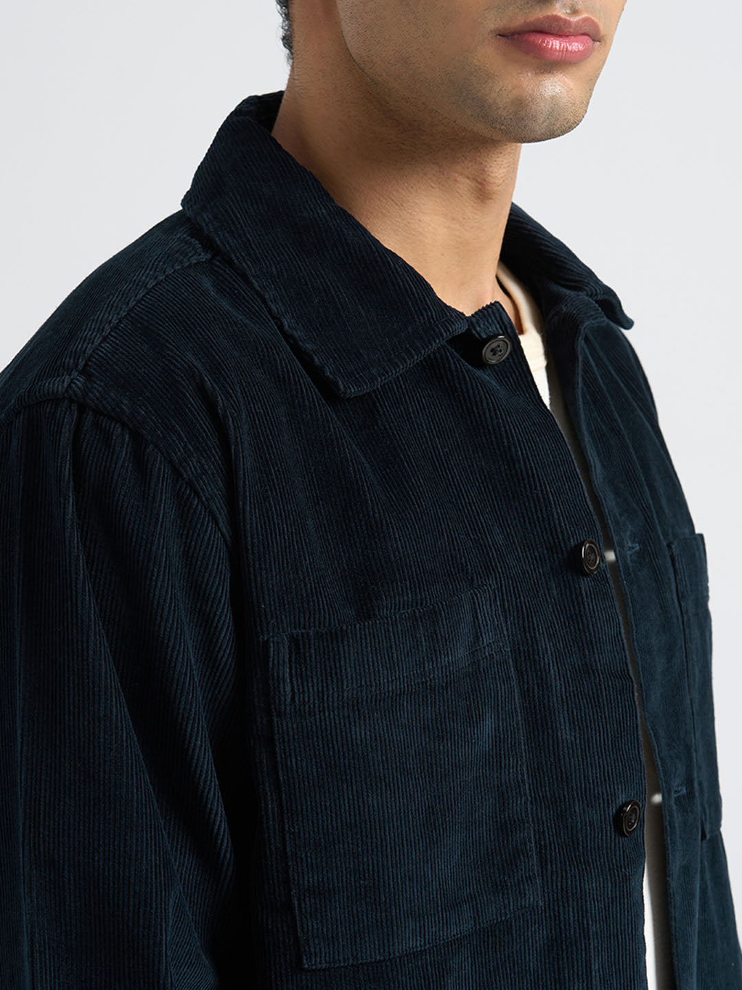Organic Cotton Corduroy Overshirt - Blue