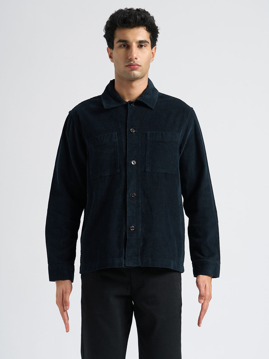 Organic Cotton Corduroy Overshirt - Blue
