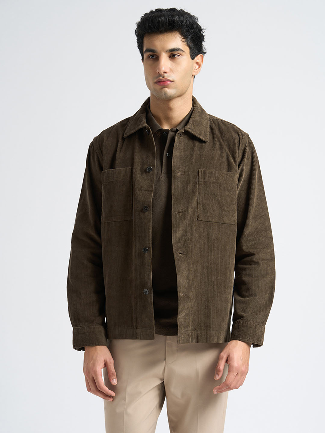 Organic Cotton Corduroy Overshirt - Brown