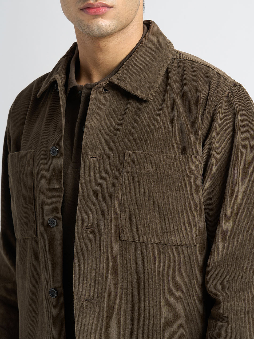 Organic Cotton Corduroy Overshirt - Brown