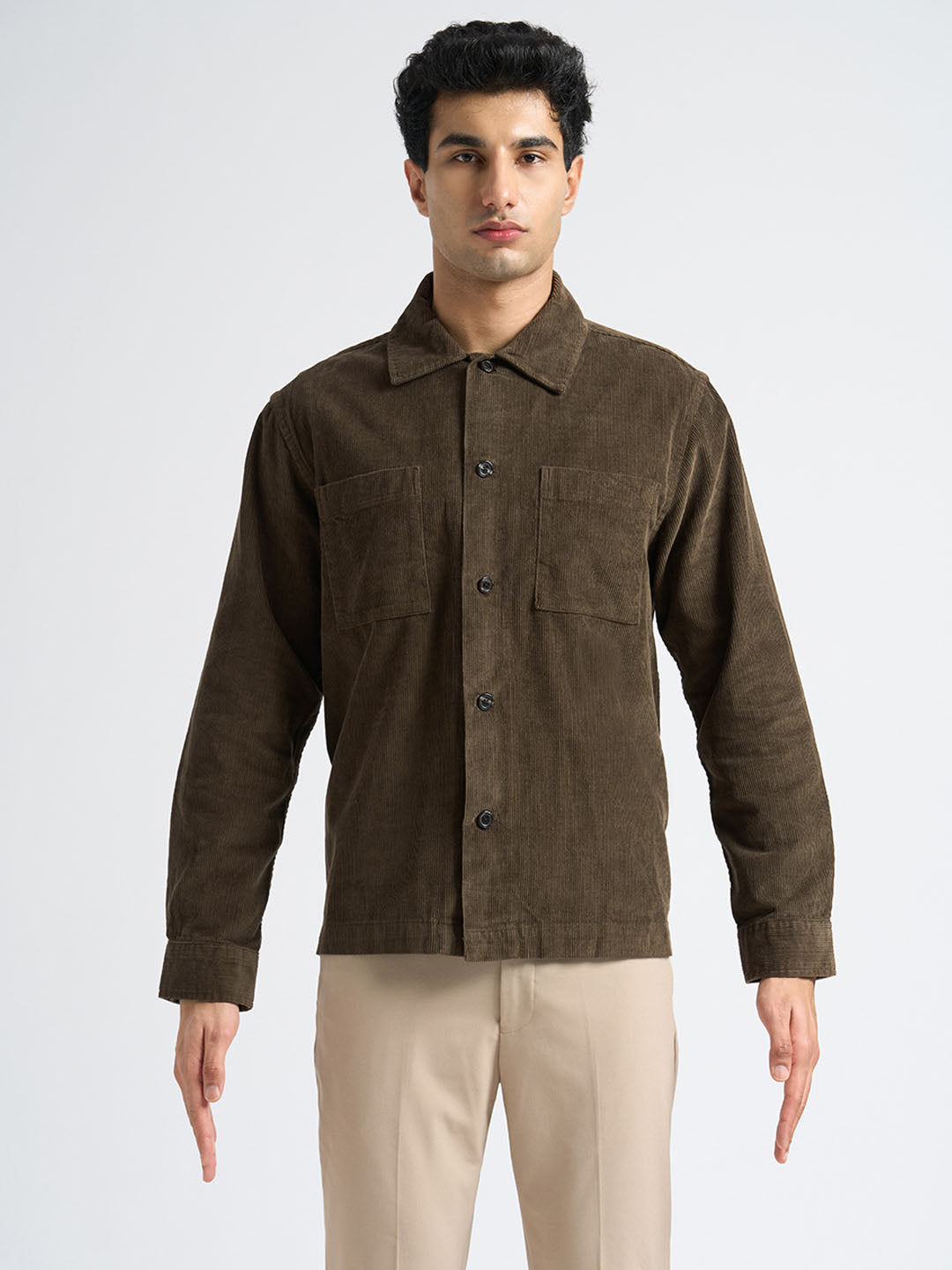 Organic Cotton Corduroy Overshirt - Brown