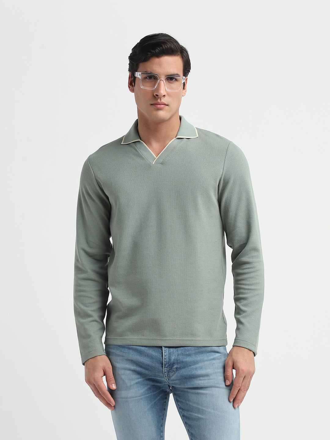 Adley Waffle Slim Fit Polo - Green