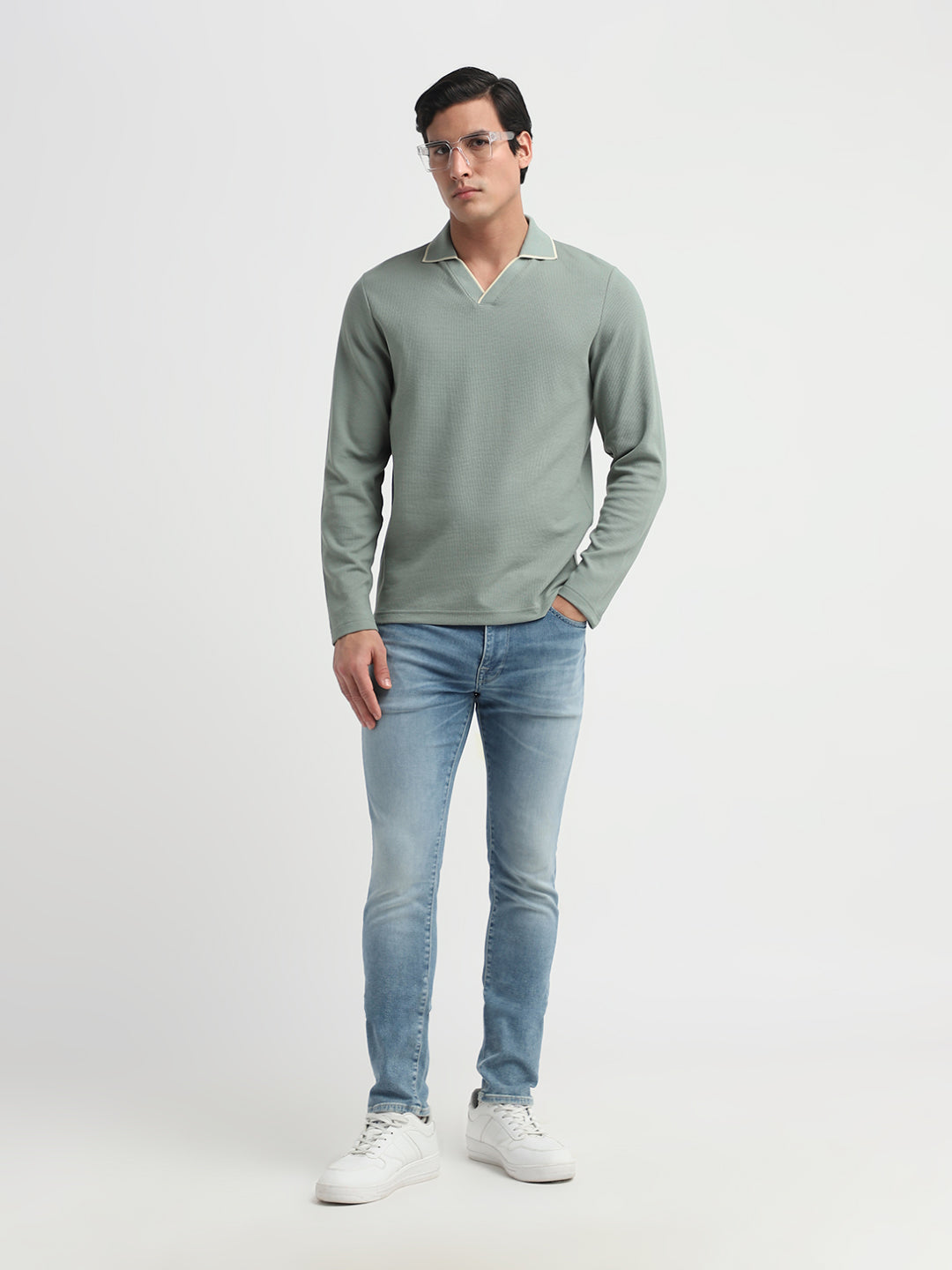 Adley Waffle Slim Fit Polo - Green