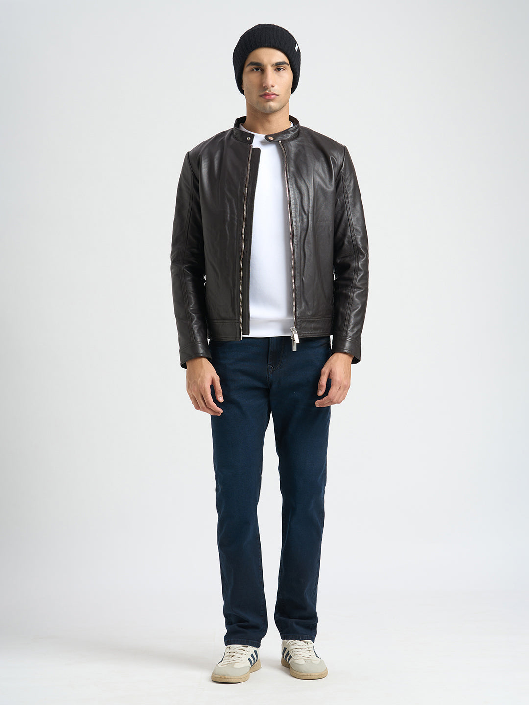 Two-Way Zip Leather Jacket