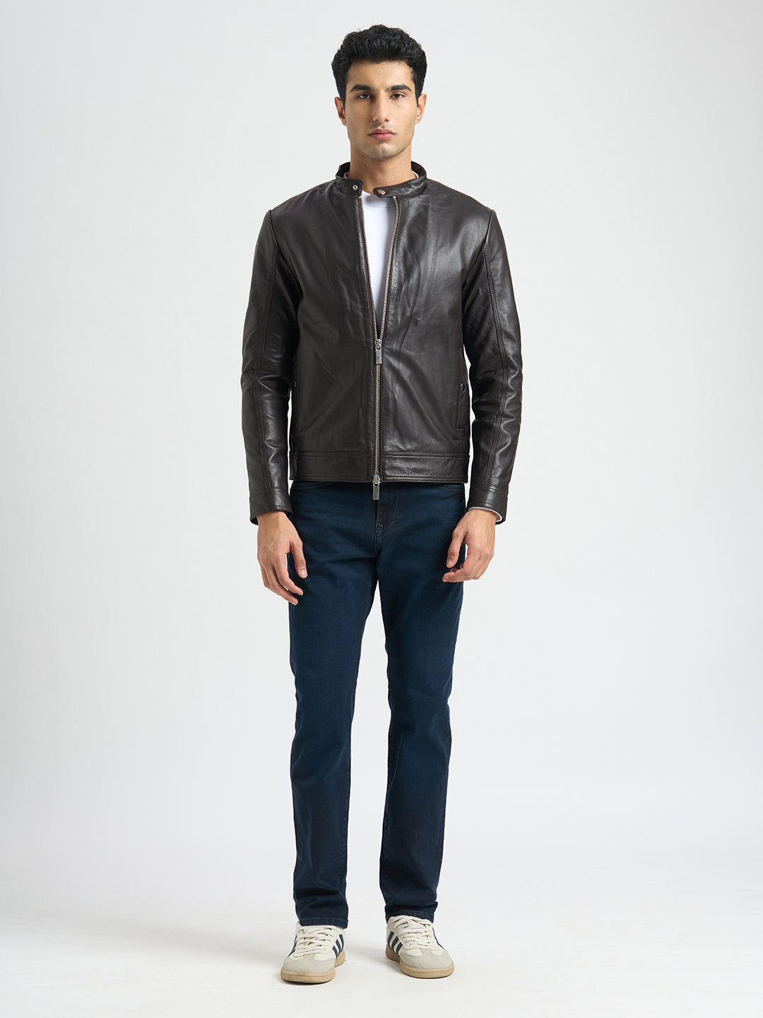 Two-Way Zip Leather Jacket