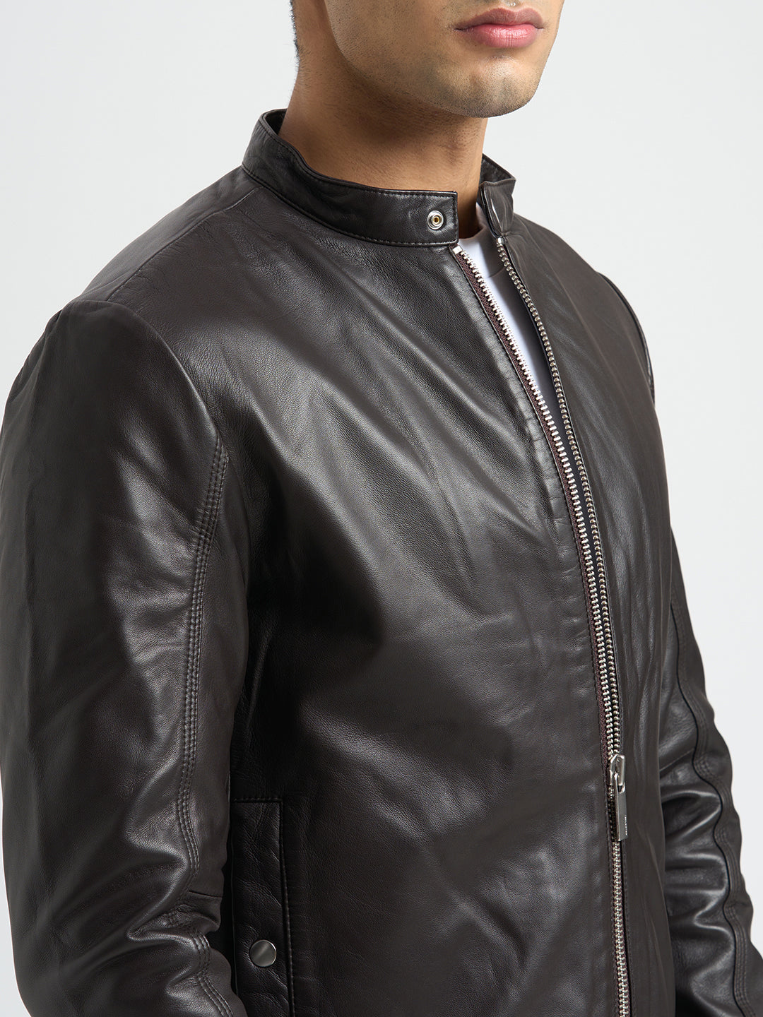 Buy Two-Way Zip Leather Jacket for Men Online