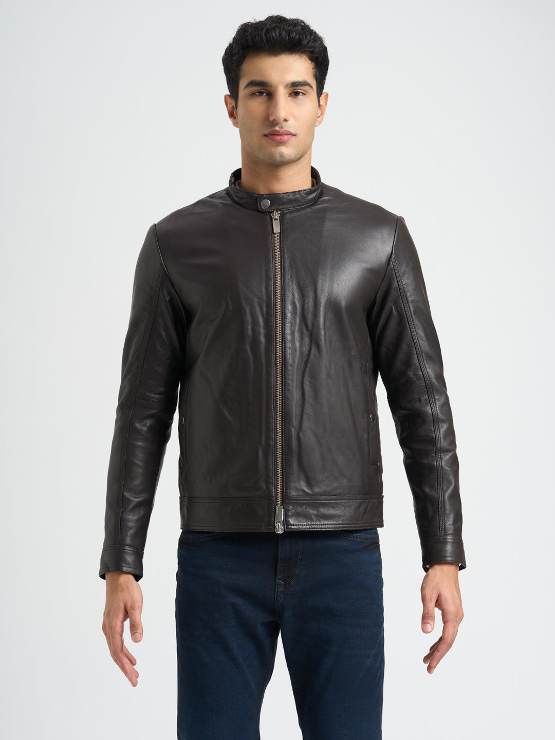Two-Way Zip Leather Jacket