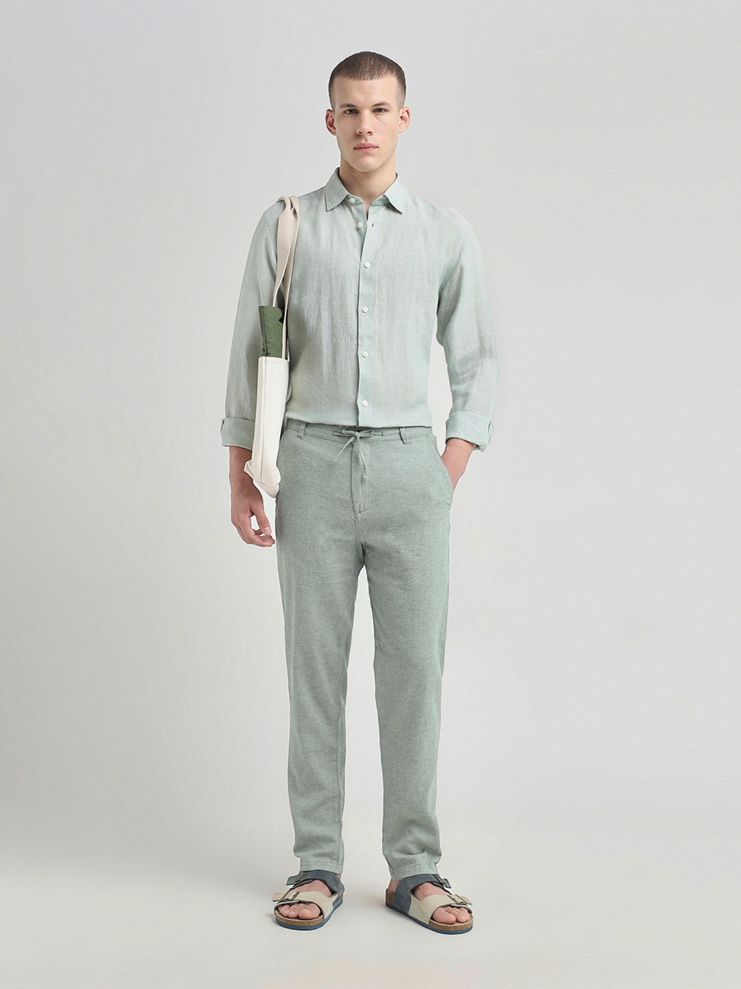 Slim Tapered Linen Blend Pants