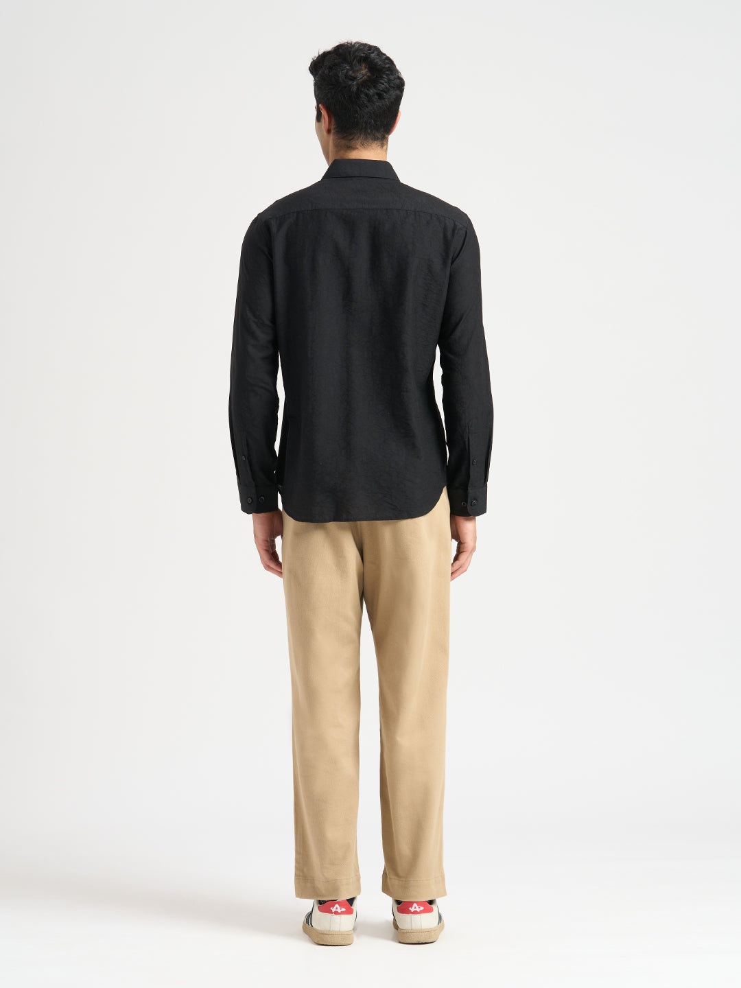 Structured Spread Collar Shirt- Black