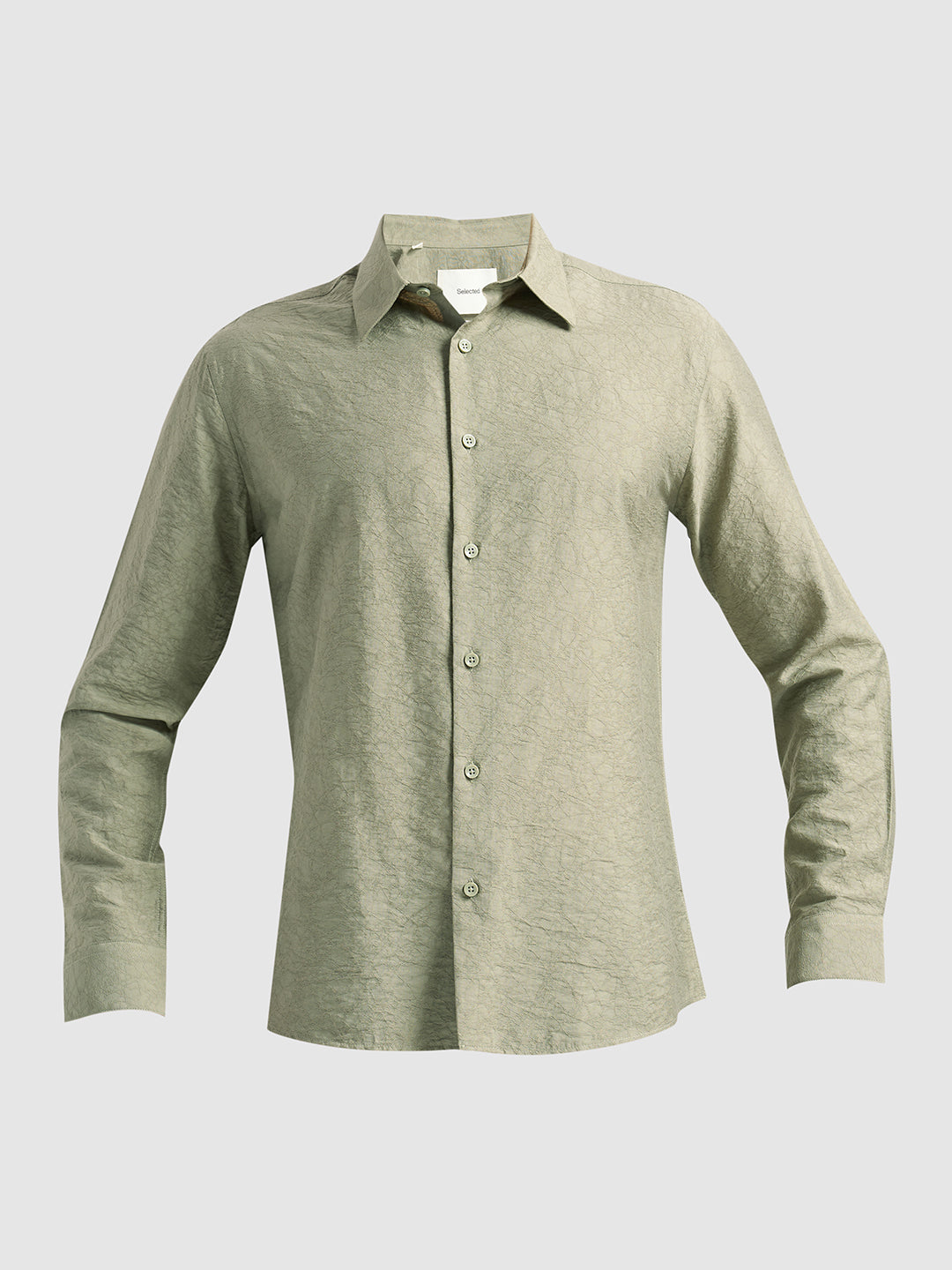 Structured Spread Collar Shirt - Green