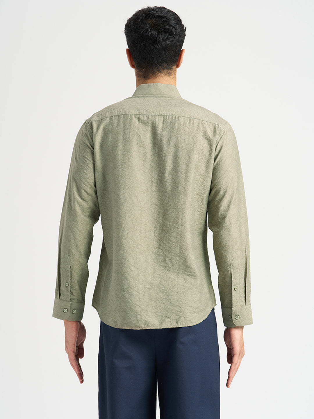 Structured Spread Collar Shirt - Green
