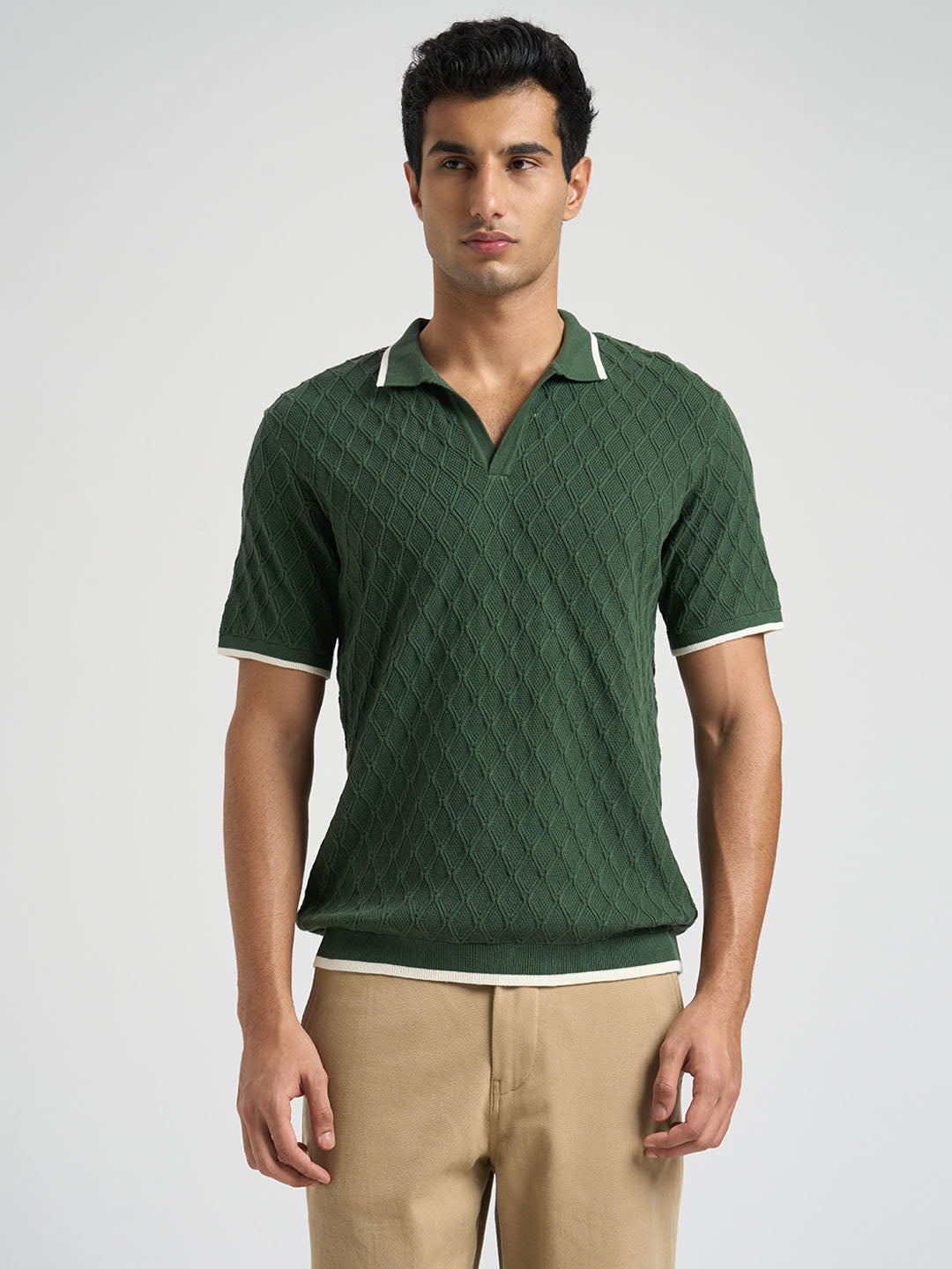 Dark Green Structured Cotton Polo