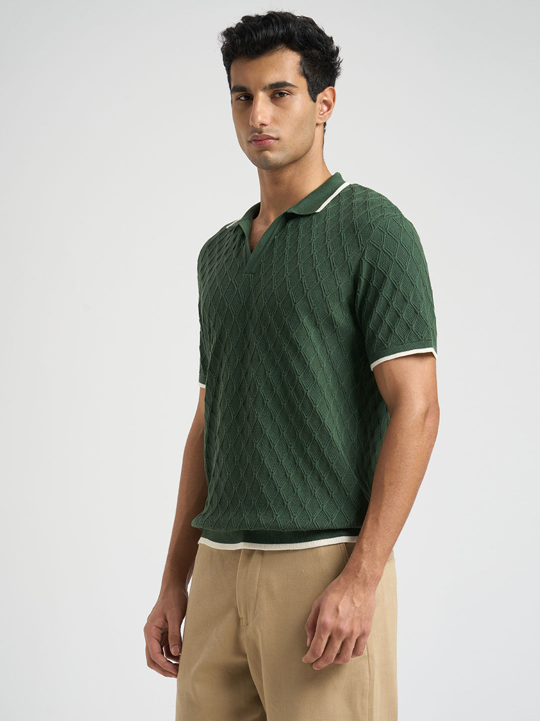 Dark Green Structured Cotton Polo