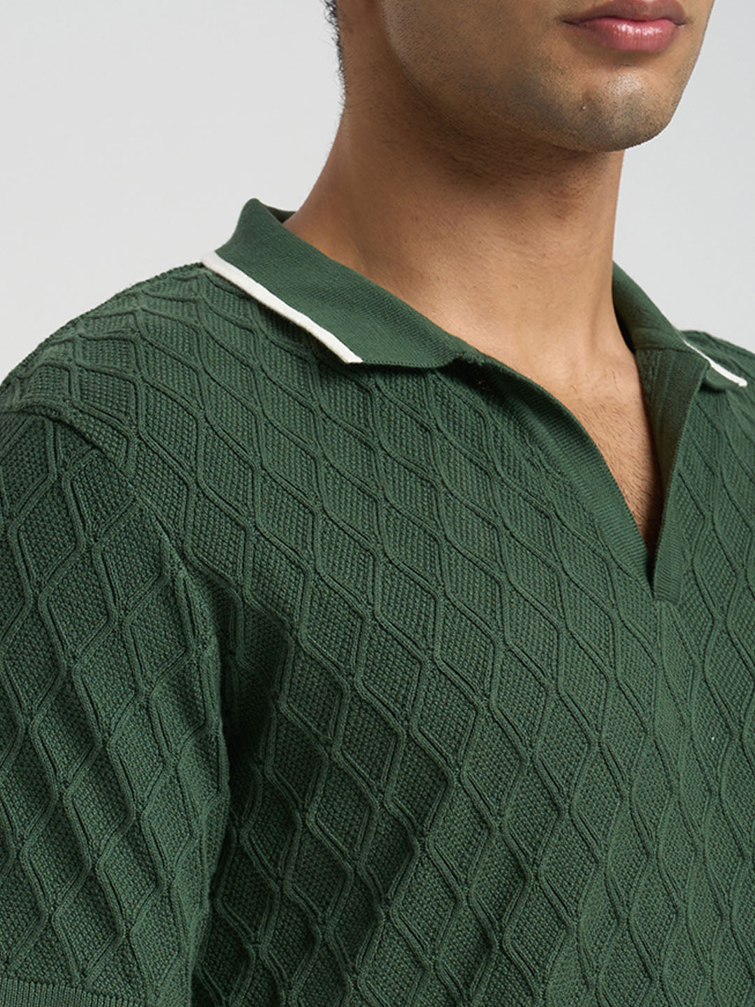 Dark Green Structured Cotton Polo