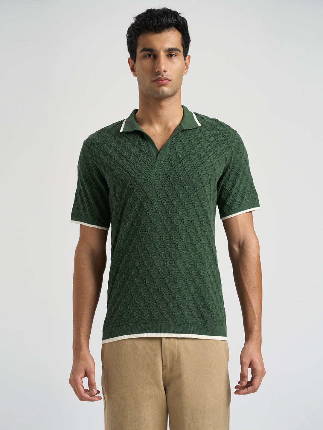 Dark Green Structured Cotton Polo
