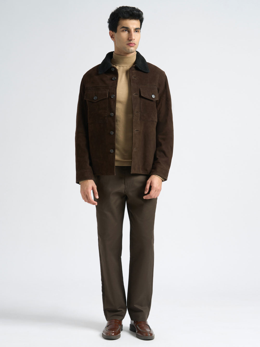 Dark Brown Straight Fit Chinos