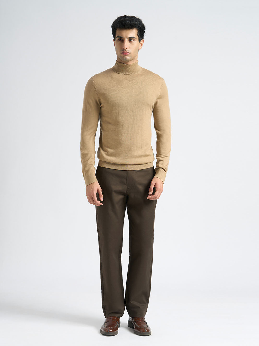 Dark Brown Straight Fit Chinos