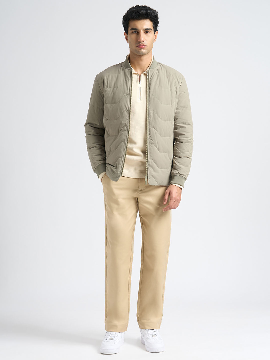 Beige Straight Fit Chinos