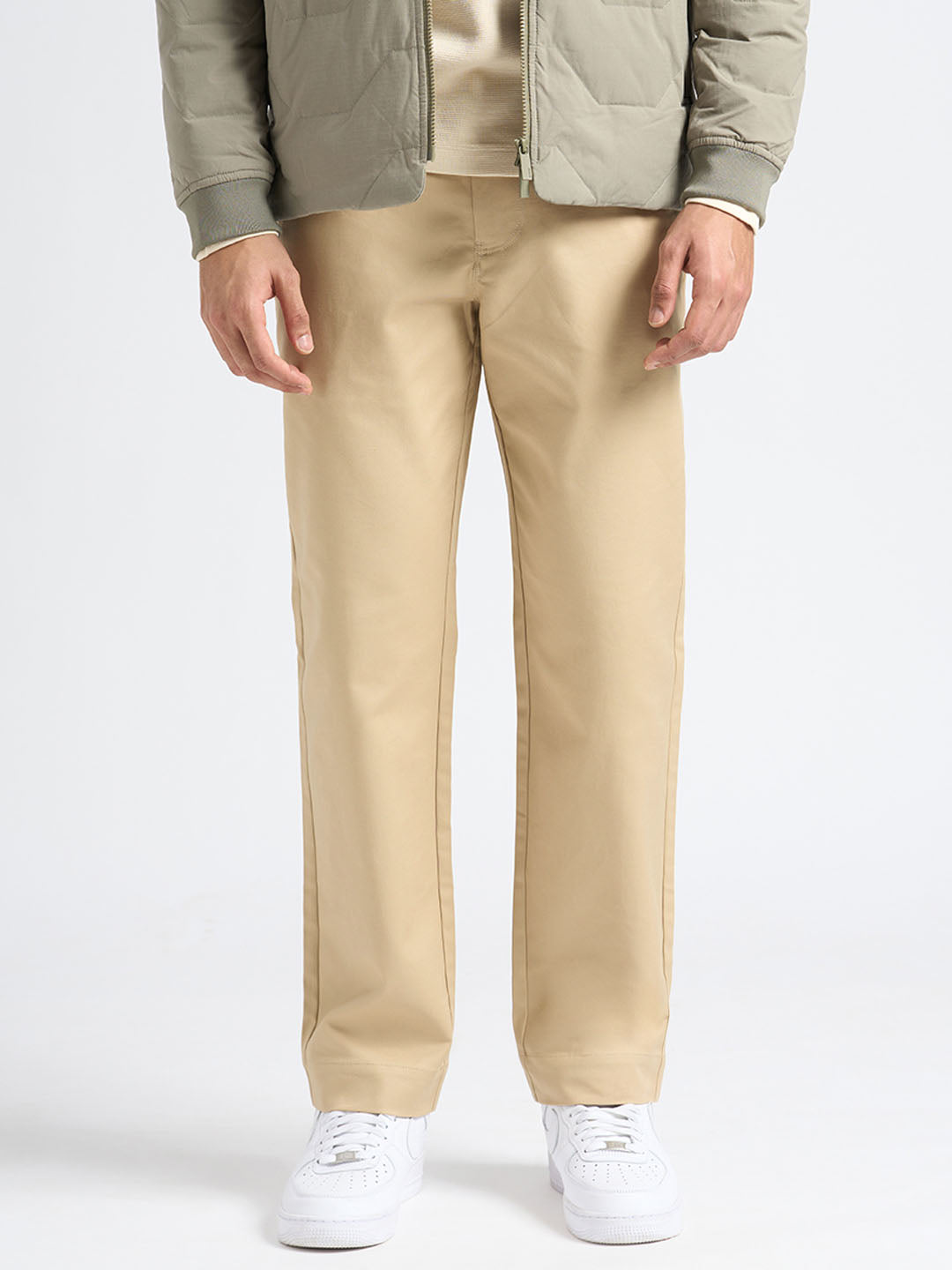 Beige Straight Fit Chinos