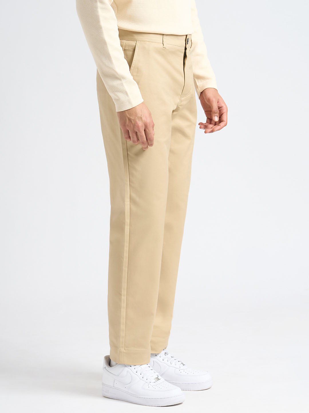 Beige Straight Fit Chinos