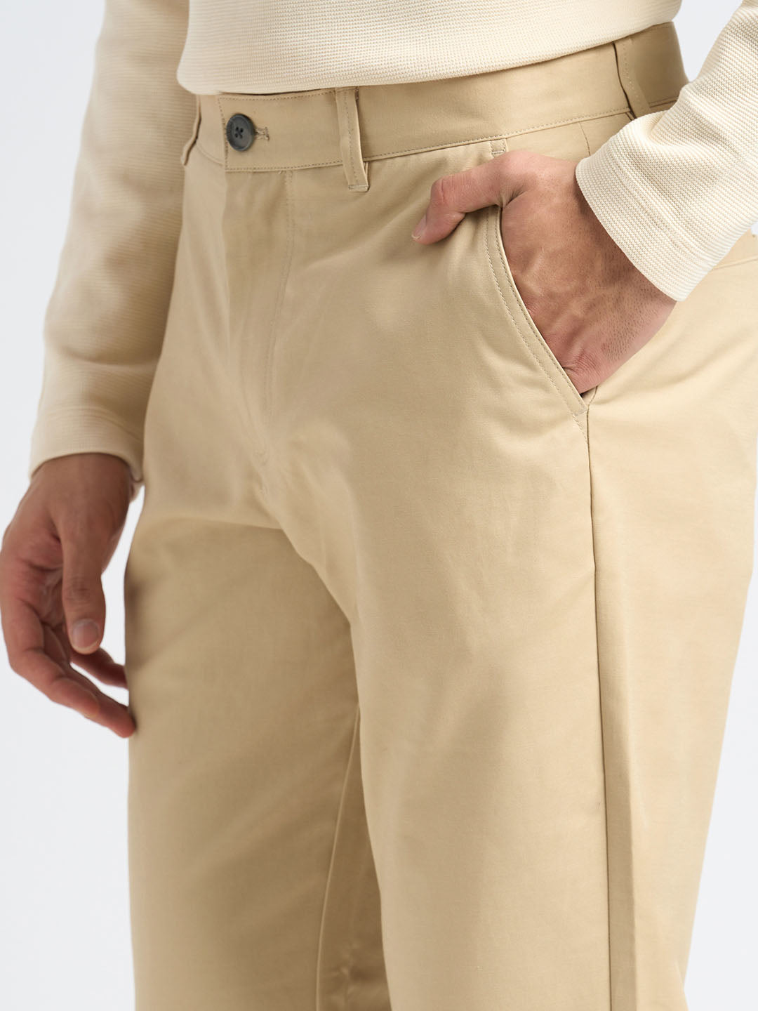 Beige Straight Fit Chinos