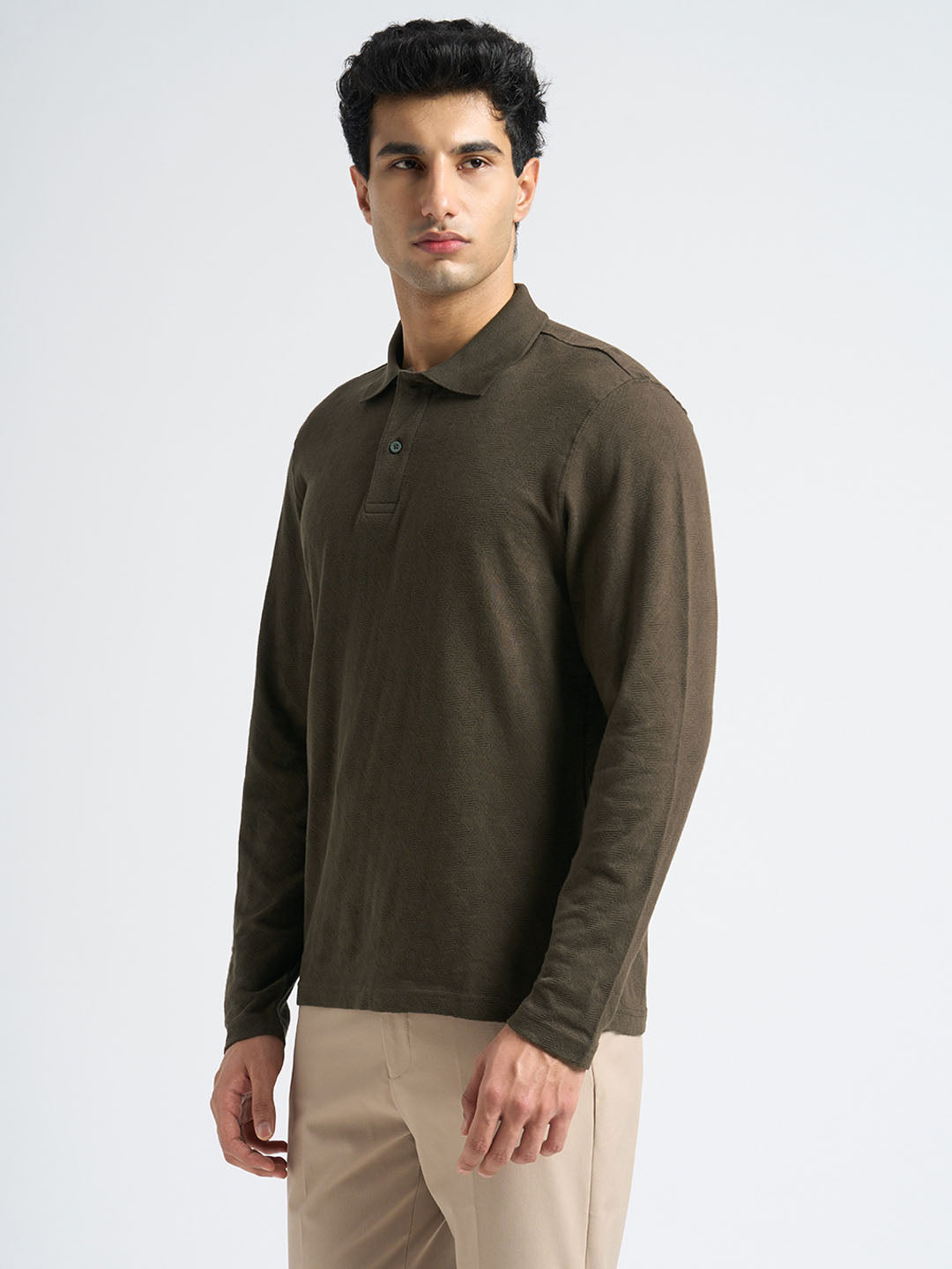Organic Cotton Jacquard Polo - Dark Brown