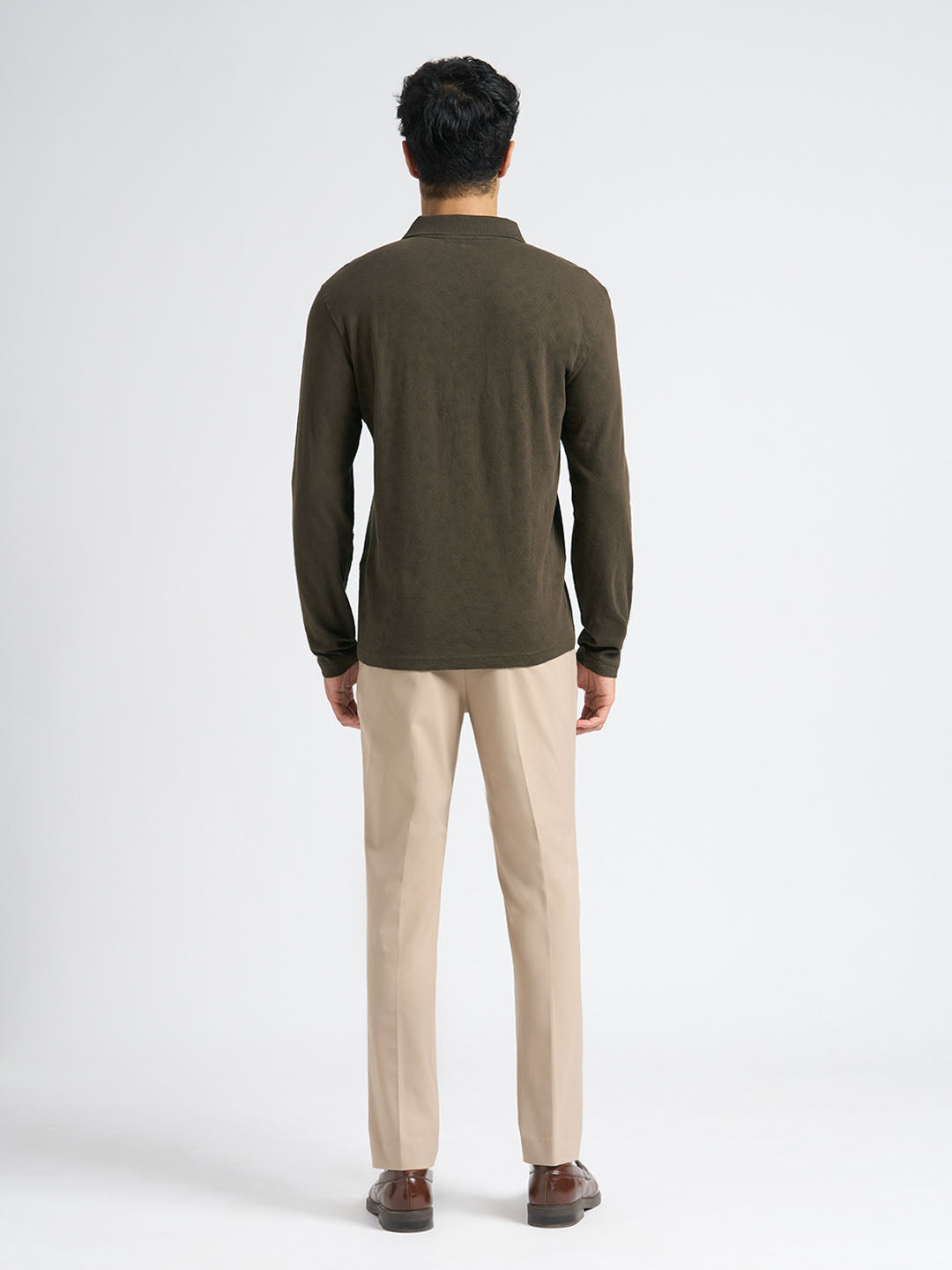 Organic Cotton Jacquard Polo - Dark Brown