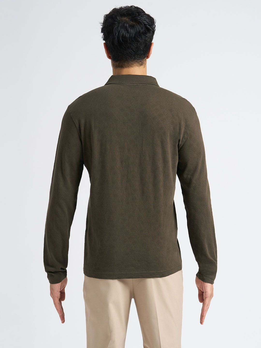 Organic Cotton Jacquard Polo - Dark Brown