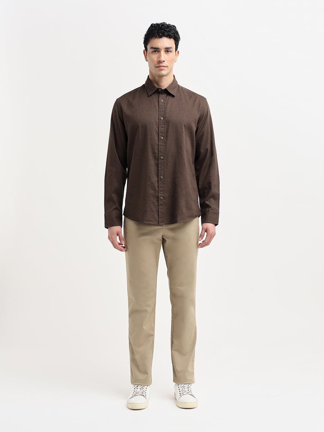 Dark Brown Linen Blend Shirt
