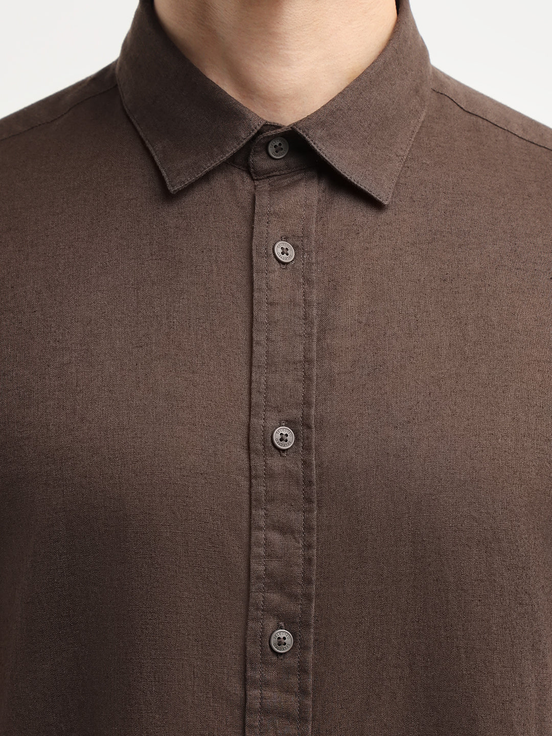 Dark Brown Linen Blend Shirt