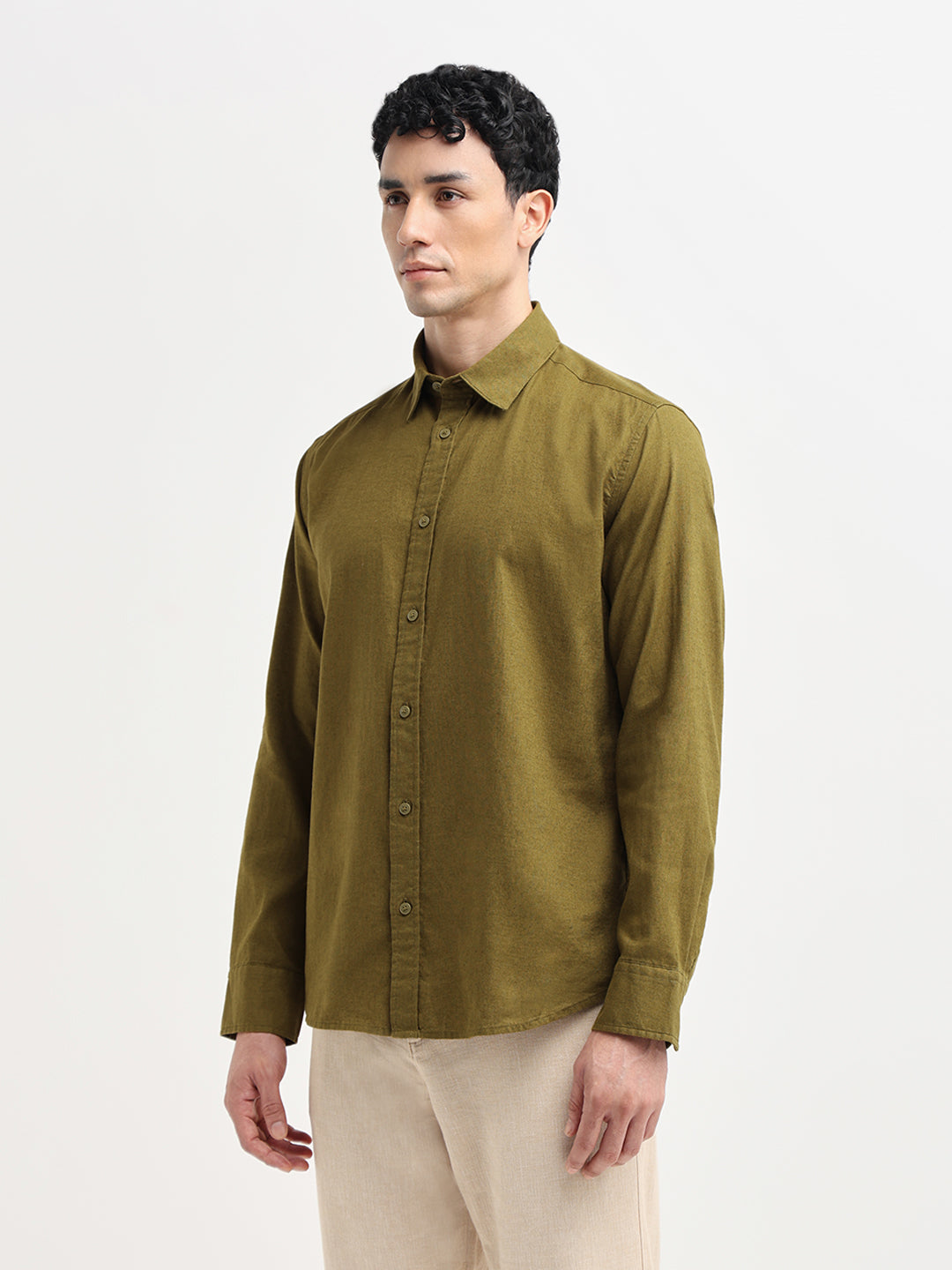 Green Linen Blend Shirt